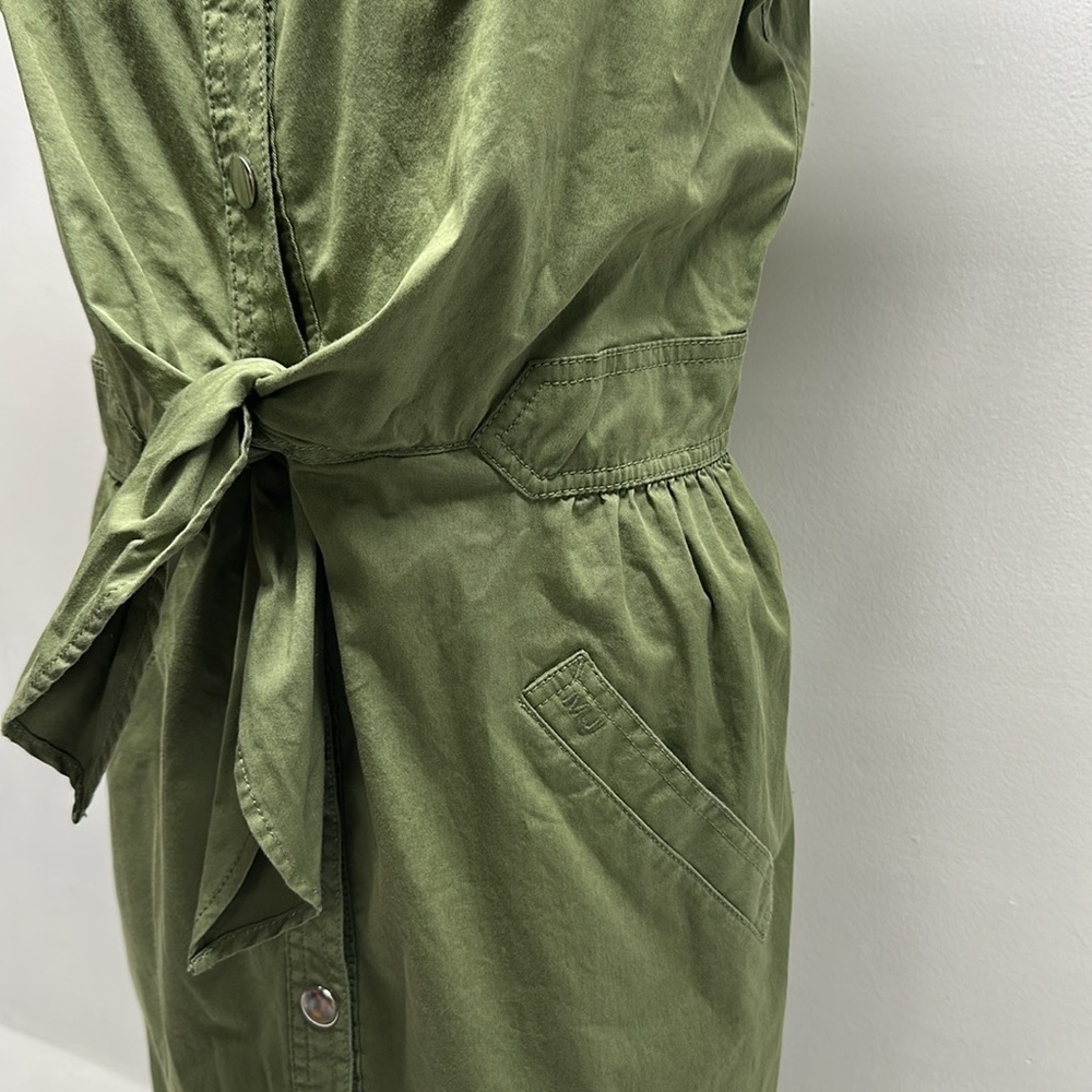 Marc Jacobs Shirt Dress Snap Down Collared Cotton Short Sleeve Army Green 12 - Picture 4 of 9